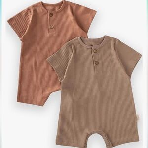 2 piece ribbed toddler onsie snap button closure neutral colors 18m